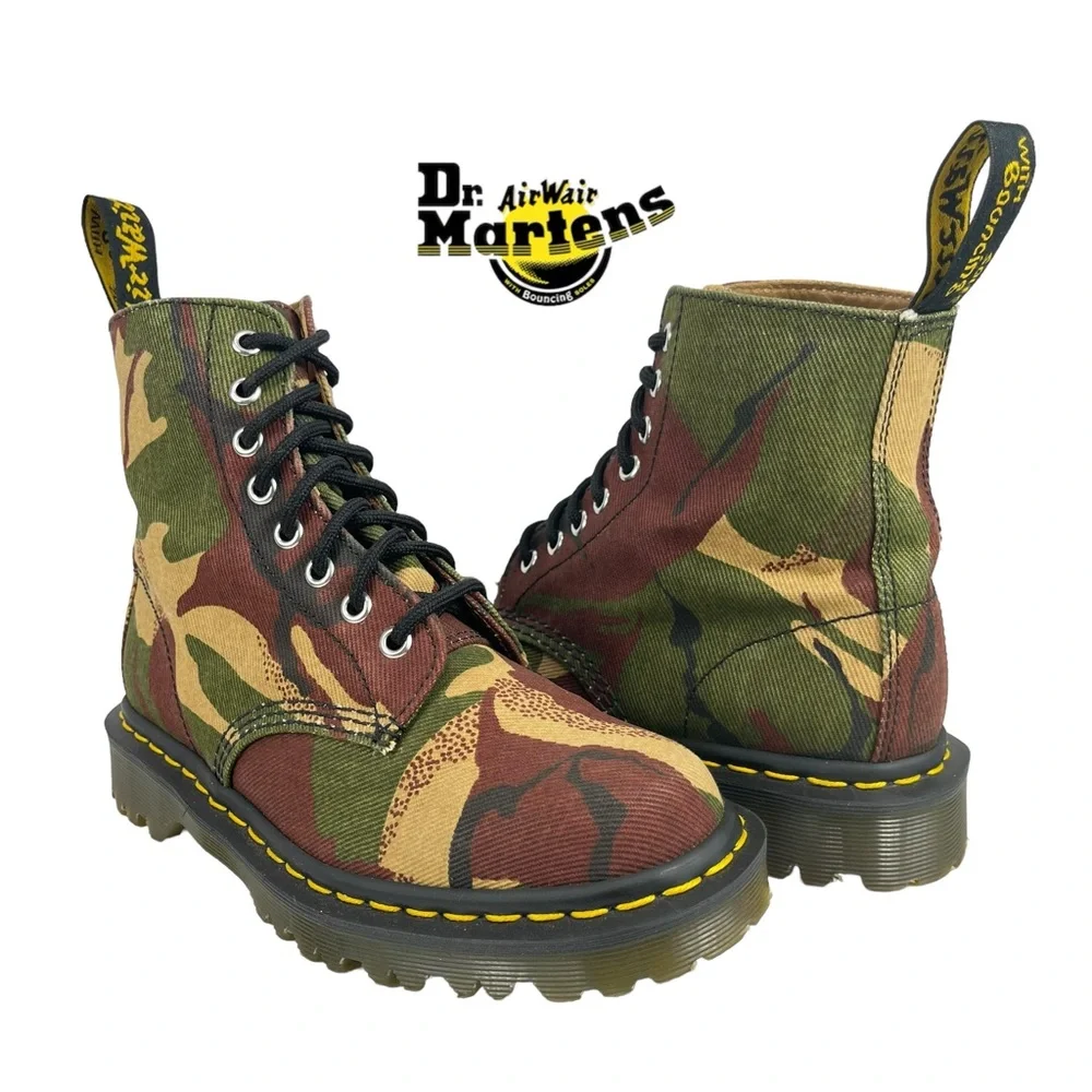 Dr. Martens Men 5 Women‎ 6 Camo Lickwax Canvas Lace Up Boots Made in England